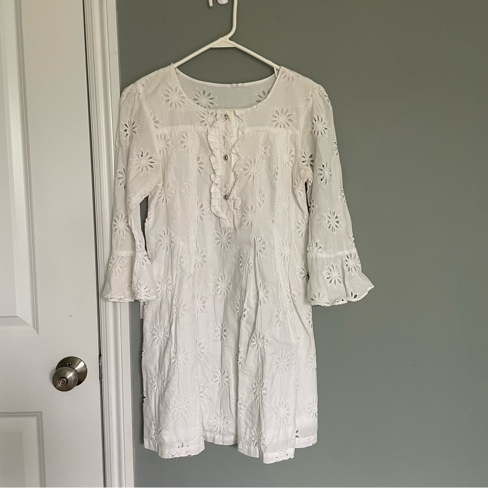 ViX Paula Hermanny Wendy White Eyelet Lace Mini Dress | Coverup - Picture 2 of 11